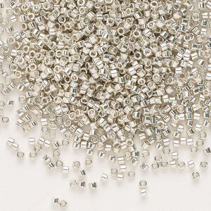 Seed bead, Delica&reg;, glass, pkg/7.5g, #11 round, opaque galvanized silver (DB-0035).