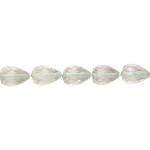 Green quartz 1pkg1, hand-cut micro-faceted teardrop bead 8 inch 7x5mm-8x6mm