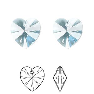 Drop 144pk aquamarine, Swarovski&reg; 14mm pendant heart 6228