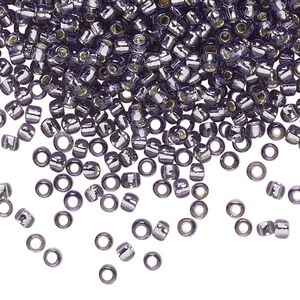 Seed bead, TOHO BEADS&reg;, glass, pkg/250g, #8 round, transparent silver-lined tanzanite (TR-08-39).