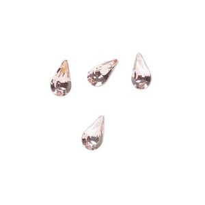 Fancy stone 4pk light rose foil back, Crystal Passions&reg; 8x4.8mm pear 4328