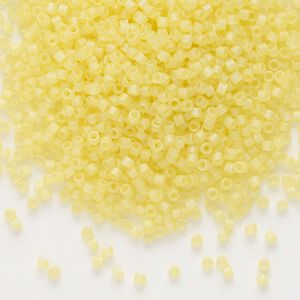 Seed bead, Delica&reg;, glass, pkg/50g, #11 round, translucent matte rainbow yellow (DB-0854).