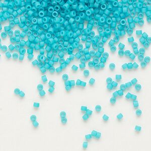 Seed bead, Delica&reg; 1pkg7.5g glass, #11 round, opaque matte turquoise blue light blue / outside dyed (DB-0793)