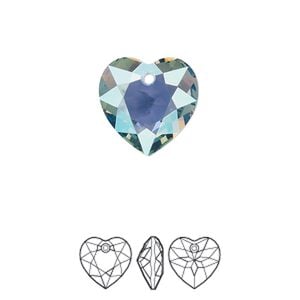 Drop 1pk aquamarine shimmer, Crystal Passions&reg; 14.5mm pendant heart cut 6432