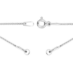 Chain 1pkg1 sterling silver box, 1.1mm square necklace component / 3.5mm jump ring / springring clasp, 16.75 inch