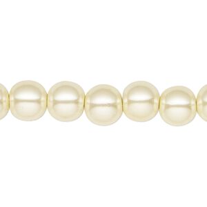 Hemalyke&trade; 1pkg1, pearlescent antique white, magnetic round bead 15.5-16 inch 8mm