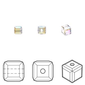 Bead 288pk crystal shimmer, Swarovski&reg; 4mm cube 5601
