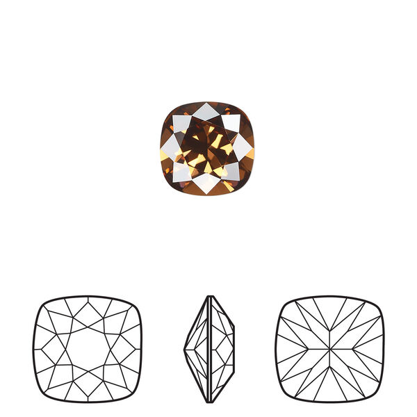 Fancy stone 1pkg144 smoked topaz foil back, Swarovski&reg; ReCreated&trade;, 10mm square cushion 4470 image number 0