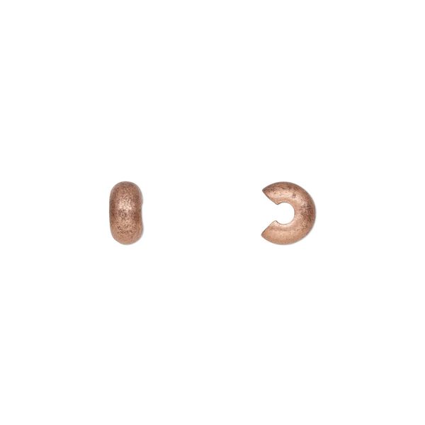 Crimp cover, antique copper-plated brass, 5mm smooth round. Sold per pkg of 500. image number 0
