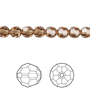 Bead 1pkg144 light smoked topaz, Crystal Passions&reg; Regenerated 6mm round 5000