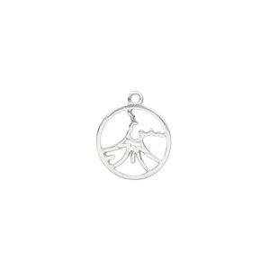 Charm Amoracast&reg; 1pkg1 sterling silver, 12mm 2-sided cutout volcano round