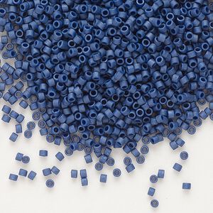 Seed bead, Delica&reg;, glass, pkg/7.5g, #11 round, opaque matte glazed luster royal blue (DB-0377).
