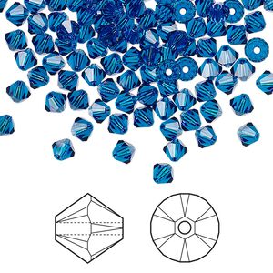 Bead 1440pk Capri blue, Swarovski&reg; 4mm XILION bicone 5328