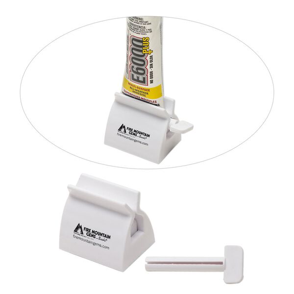 Tube squeezer, Fire Mountain Gems and Beads&copy;, ABS plastic and rubber, white and black, 2-1/2x2 inches. Sold individually. image number 0