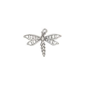 Charm, antiqued sterling silver 1pkg1, 19.5x13mm single-sided dragonfly with cutout design.