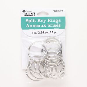Key ring 1pkg15 silver-finished, 32mm round, steel