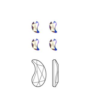 Flat back 4pk crystal AB foil back, Crystal Passions&reg; 6x3.7mm paisley y 2365