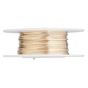 Wire, 12Kt gold-filled, full-hard, round, 21 gauge. Sold per pkg of 25 feet.