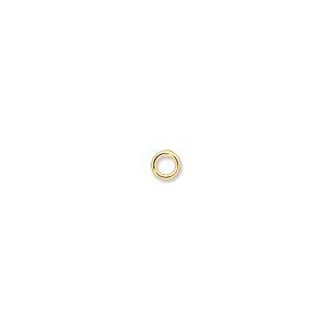 Jump ring 1pkg100 gold-plated, 4mm soldered closed round, 20 gauge / 2.4mm inside diameter / brass