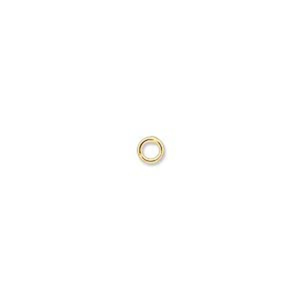 Jump ring 1pkg100 gold-plated, 4mm soldered closed round, 20 gauge / 2.4mm inside diameter / brass image number 0