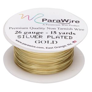 Wire, ParaWire&trade;, gold-finished and silver-plated copper, round, 26 gauge. Sold per 15-yard spool.