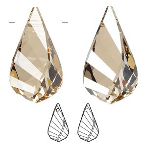 Focal 6pk crystal golden shadow, Swarovski&reg; 37x21mm pendant helix 6020
