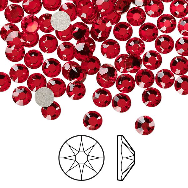 Flat back 144pk light Siam foil back, Crystal Passions&reg; 4.6-4.8mm rose round SS20 2088 image number 0