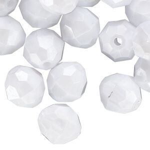 Bead, acrylic 1pkg100g, opaque white pearl, 12mm faceted round.