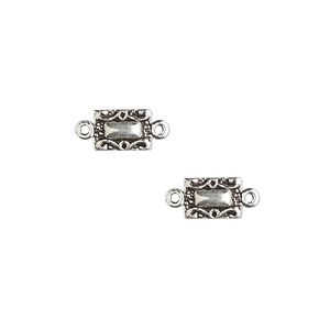 Link, antiqued sterling silver, 8x5mm stamped rectangle. Sold individually.
