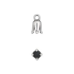 Cord end 1pkg2 silver-plated pewter, 8x5mm cone / 3mm inside diameter, antiqued / JBB Findings
