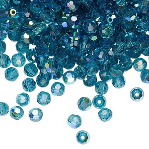 Bead 720pk indicolite AB, Preciosa Czech crystal 4mm round