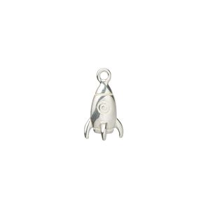 Charm Amoracast&reg; 1pkg1 sterling silver, 10x7mm single-sided rocketship