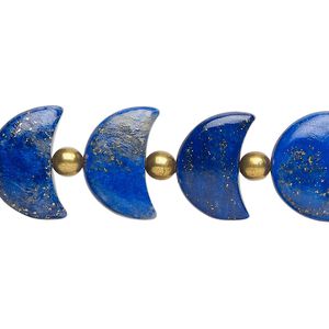 Lapis lazuli 1pkg16, hand-cut half moon bead natural 15x10mm