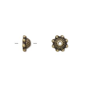 Bead cap, antique brass-finished "pewter" (zinc-based alloy), 8x3.5mm twisted rope, fits 6-8mm bead. Sold per pkg of 24.