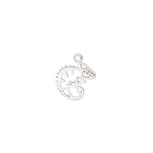 Charm Amoracast&reg; 1pkg1 sterling silver, 11mm 2-sided cutout chameleon