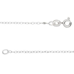Chain 1pkg1 sterling silver cable, 1.2mm / springring clasp, Gossamer&trade; 24 inch