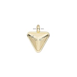 Drop, Almost Instant Jewelry&reg;, gold-finished "pewter" (zinc-based alloy), 13x12x12mm with 10mm non-calibrated triangle setting. Sold individually.