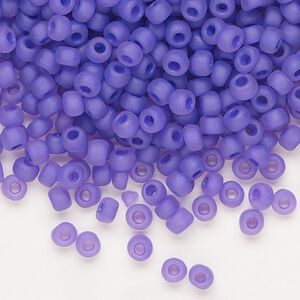 Seed bead, Dyna-Mites&trade;, glass 1pkg0.5kg, #6 round, translucent matte inside dyed color dark lilac (214MA 6/0 RR)