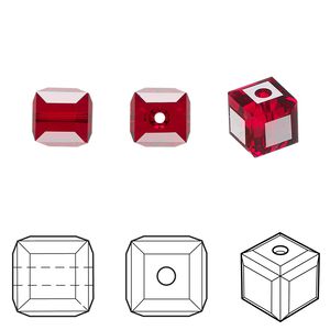 Bead 96pk Siam, Swarovski&reg; 8mm cube 5601