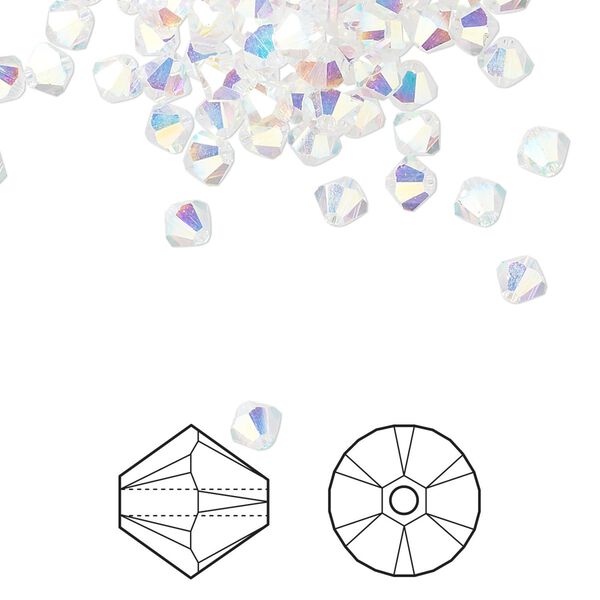 Bead 48pk crystal AB 2X, Crystal Passions&reg; 4mm bicone 5328 image number 0