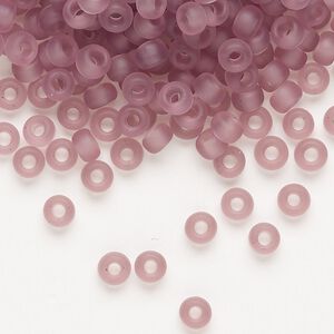 Seed bead, Miyuki, glass, pkg/25g, #6 rocaille, translucent matte smoky amethyst (RR-142F).