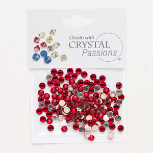 Flat back 1pkg144 light Siam foil back, Crystal Passions&reg; rhinestone 3.80-4.00mm hotfix round SS16