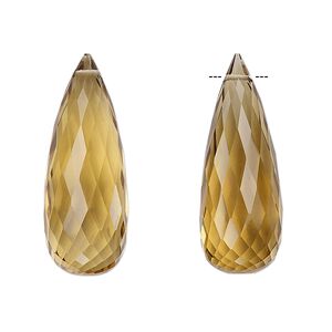 Golden quartz 1pkg2, top-drilled faceted briolette bead A- grade, 29x11mm