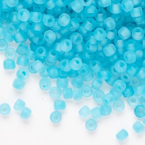 Seed bead, Dyna-Mites&trade;, glass 1pkg0.5kg, #6 round, translucent inside dyed color matte sea green (245MA 6/0 RR)