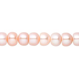 Pearl, White Lotus&trade;, cultured freshwater, peach, 7.5-8mm button, B grade, Mohs hardness 2-1/2 to 4. Sold per 16-inch strand.