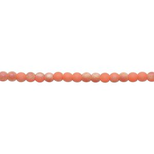 Bead, glass, translucent matte tangerine AB, 2.5mm round. Sold per 15-1/2 to 16-inch strand.