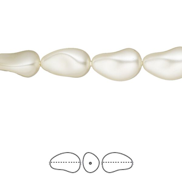Pearl 250pk cream, Swarovski&reg; 12x8mm baroque drop 5843 image number 0