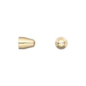 Cone, gold-finished brass, 8x6mm seamless with 5.5mm inside diameter. Sold per pkg of 100.