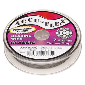 Beading wire, Accu-Flex&reg;, nylon and stainless steel, clear, 7 strand, 0.0083-inch diameter, high tension. Sold per 100-foot spool.