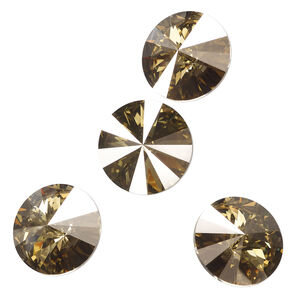 Chaton 1pkg4 crystal bronze foil back, Crystal Passions&reg; 14mm rivoli 1122